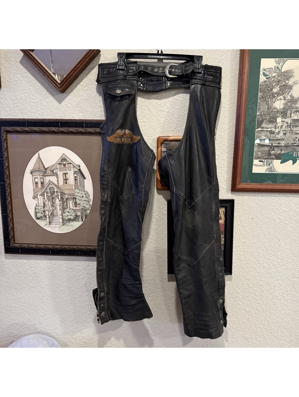 Vintage 80s/90s‎ RARE Genuine Leather Harley Davidson Chaps Mens Size 36x31